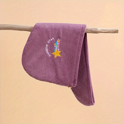 Cartoon Embroidered Hair Towel Cap in Pink, Single-Piece 240GSM Coral Fleece Hair Drying Accessory for Women's After-Shower, Travel and At-Home Spa Routines