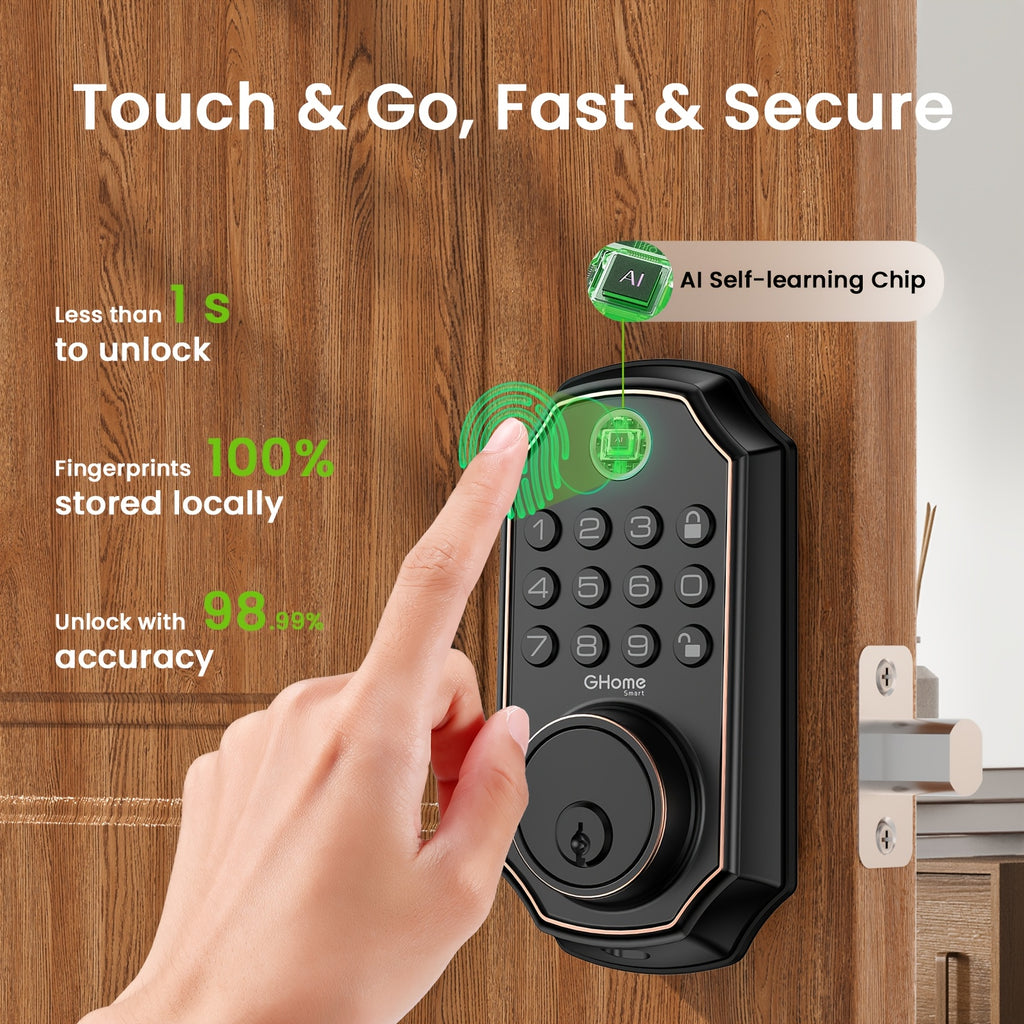 4-in-1 Smart Door Lock with Fingerprint, Passcode, Key and App Entry, Auto Lock and Temporary Offline Passwords, KD30 Pro and KD30B Pro Model Options
