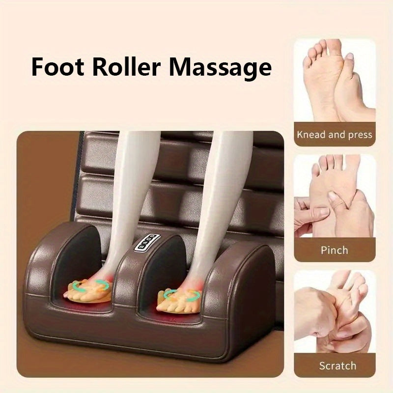 1 Set Of Large Brown Full Body Heating Massagers, 2 Styles Of PU Material, with Neck And Foot Devices And Massage Headrest, Lumbar Pillow, Timer, Comfortable And Wear-resistant, Non-slip Bottom, Easy to Store, Suitable for Home, Office Take A Nap