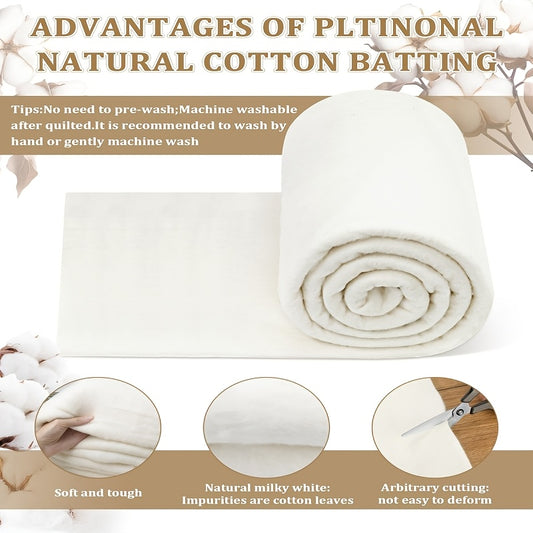 Cotton Quilt Batting in 79 x 91 Inch Size, Lightweight Filling for DIY Bedspreads, Handmade Blankets, Wearable Art and Quilting Craft Projects