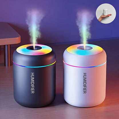 Cool Mist Aromatherapy Diffuser with 300ml Tank and Seven-Color LED Night Light, Black USB-Powered Humidifier for Bedroom, Desk and Home Office Atmosphere