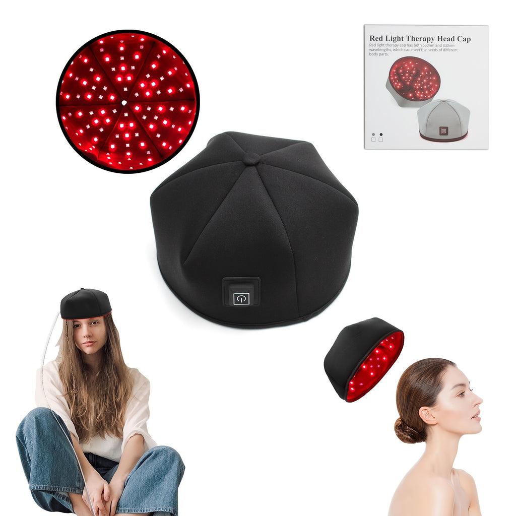 Red Light Therapy Cap with 120 LEDs, 660nm Red and 830nm Near-Infrared Light, Black or Gray Wearable Scalp Care Device for Adult Home Routines