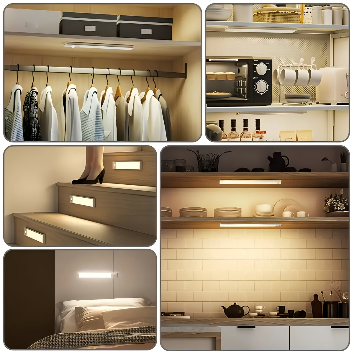 Motion Sensor Under Cabinet Lights with 3 Color Temperatures, USB-C Rechargeable Magnetic LED Bars in 20, 30 or 40cm and 1, 2 or 4-Pack Options