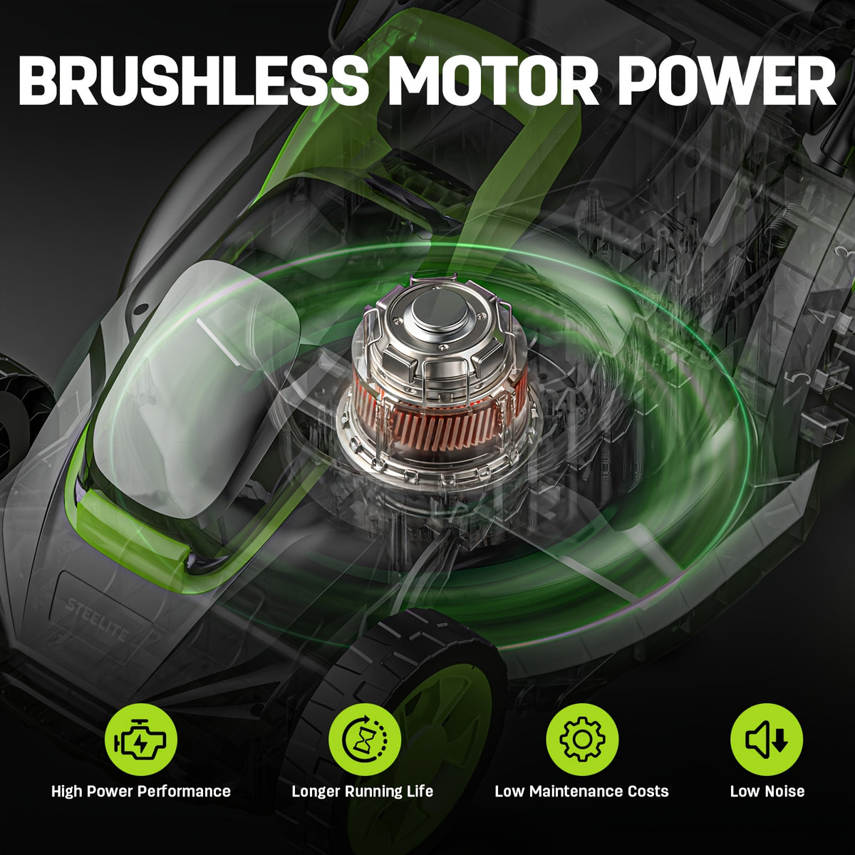 Cordless Lawn Mower by Deli Steelite, 13-Inch 21V Electric Mower with Brushless Motor, One or Two Batteries and Charger for Home Yard Care