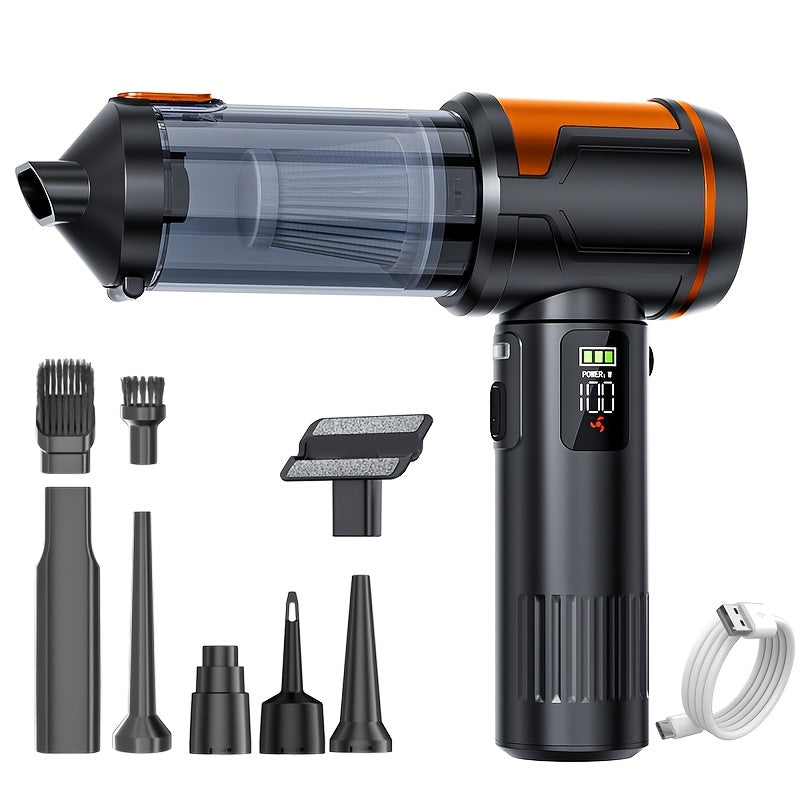 Car Vacuum and Air Duster with Cordless Handheld Design, Listed High and Low Modes, LED Light and Multi-Nozzle Attachments in Upgraded 23000PA Option for Interior Cleanup