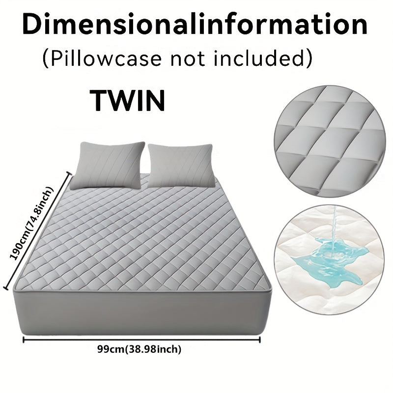 Fitted Mattress Protector with Listed 9–15 Inch Pocket Range, Single Solid-Color Bed Cover in Twin, Full, Queen and King Sizes with Nine Color Labels