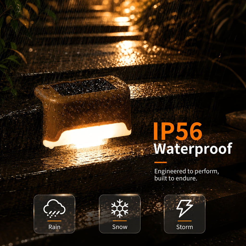 Warm White Solar Step Lights, 16 or 32-Pack Outdoor LED Accents with ABS Housing, Screw Mounting and Automatic On/Off in Black, White or Brown