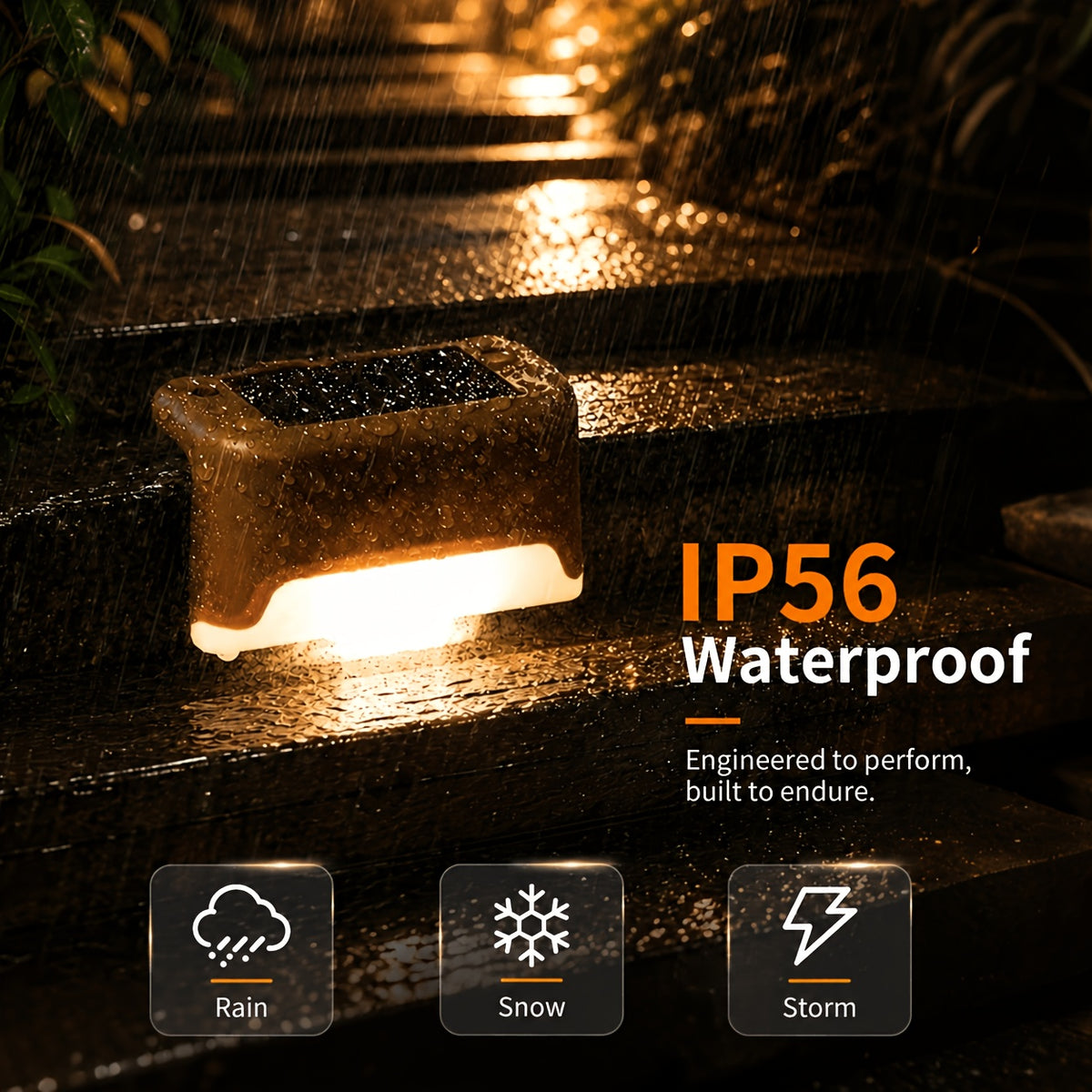 Warm White Solar Step Lights, 16 or 32-Pack Outdoor LED Accents with ABS Housing, Screw Mounting and Automatic On/Off in Black, White or Brown