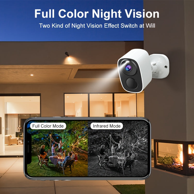 CB54TZ Solar Security Camera with 3MP 1296P Video, 2.4GHz WiFi, 5000mAh Battery, Color Night Vision, PIR Alerts, Siren and Two-Way Audio in Black or White
