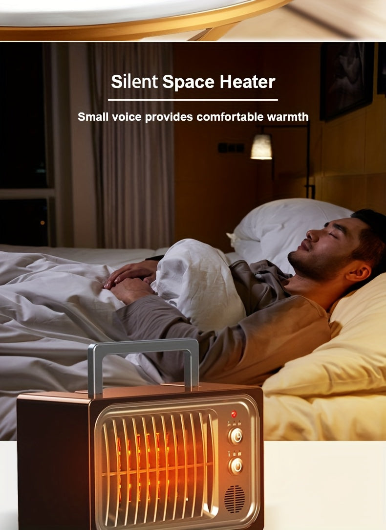 Remote-Controlled Red Space Heater with Listed 600W Power, Three Heat and Fan Settings, Adjustable Thermostat and Timer for Supervised Indoor Home or Office Warmth