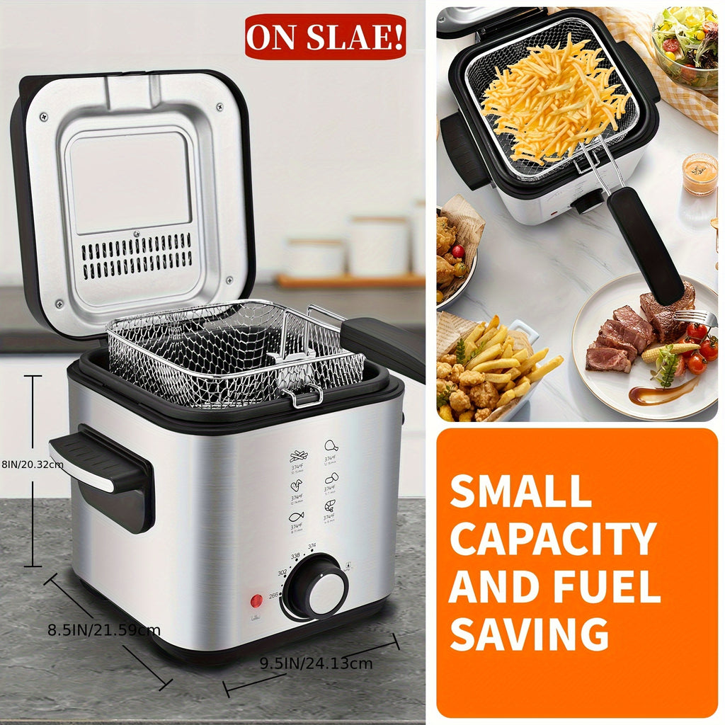 Basket-Equipped Countertop Deep Fryer by SUSTEAS with Adjustable Temperature and Nonstick Lining, 1.5L, 2.5L, 3L, 5L or 6L Options for Home Cooking