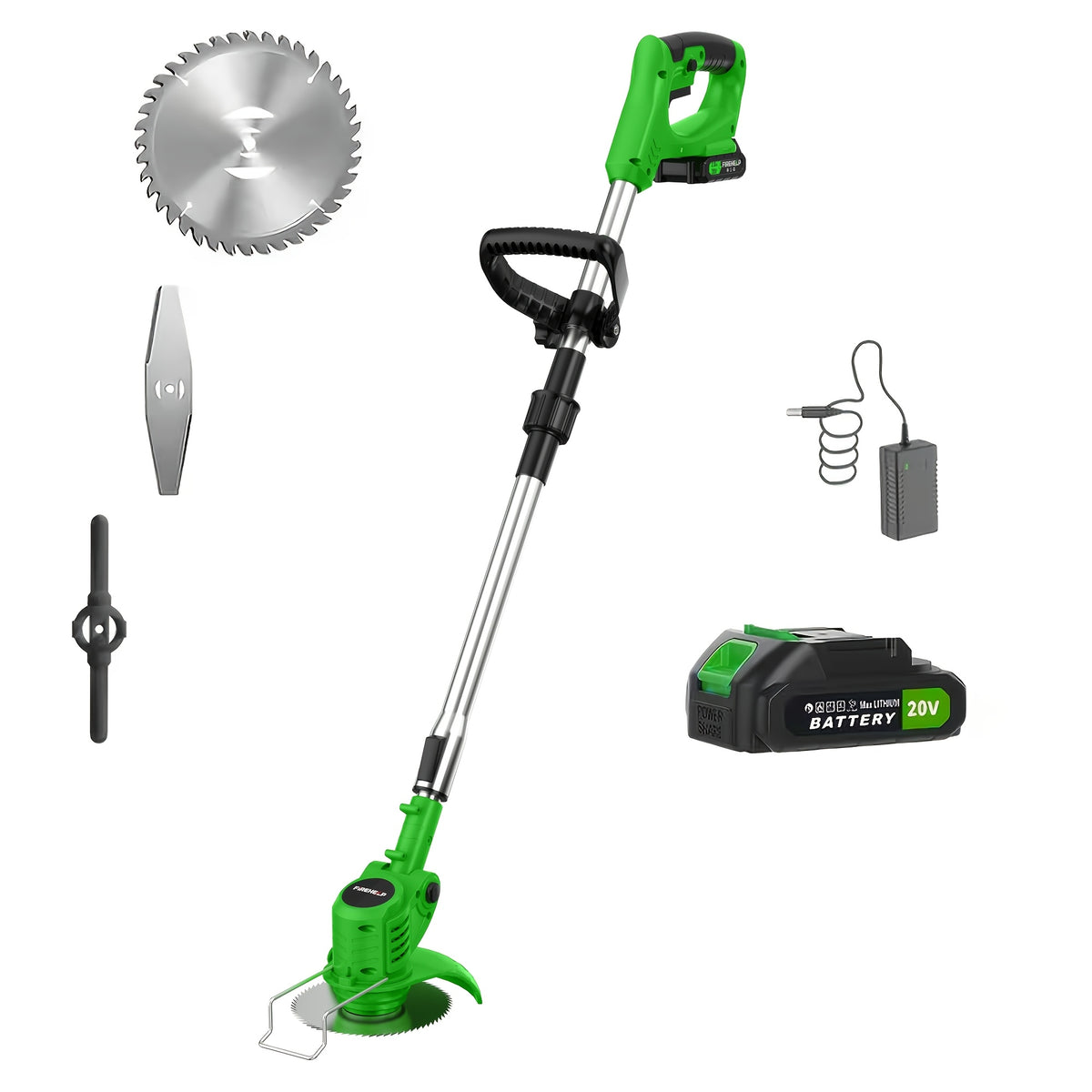 Rechargeable Garden Grass Trimmer with Cordless Electric Operation, Listed Three Blade Types and Selected Dual 2Ah Battery Packages for Home Lawn and Yard Care