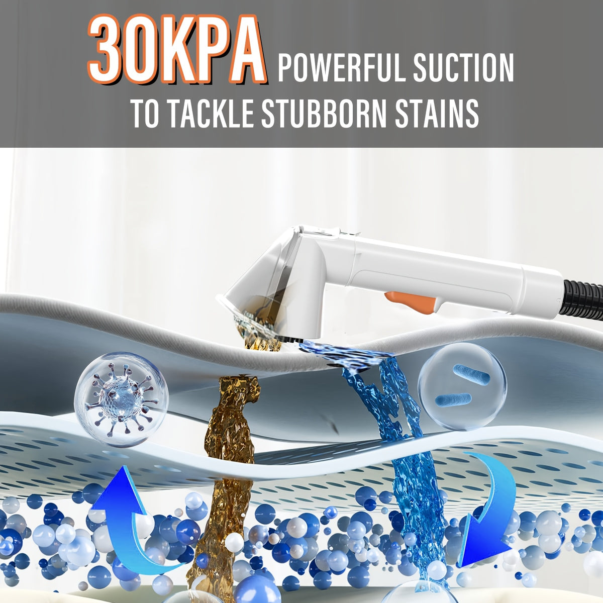 Portable Carpet and Upholstery Cleaner C-AC2501-1 with Listed 500W Power and 30kPa Suction for Compatible Couch Fabrics, Rugs, Stairs and Car Interior Spot Cleaning