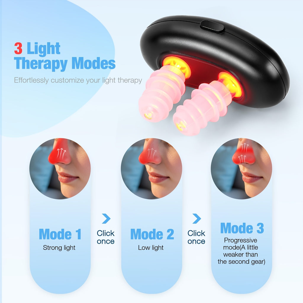 KTS Red Light Nasal Relief Device, FDA-Cleared Portable Red Light Therapy for Nose with Three Soothing Light Modes, Relieves Nasal Dryness, Congestion and Sinus Discomfort, Convenient On-the-Go Nasal Care for Men and Women