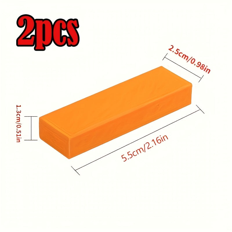 Rubber Cleaning Erasers in Orange, Two-Piece Manual Scrubbing Tool Pack for Compatible Kitchen Pots, Bathroom Glass and Household Stain and Rust Cleaning