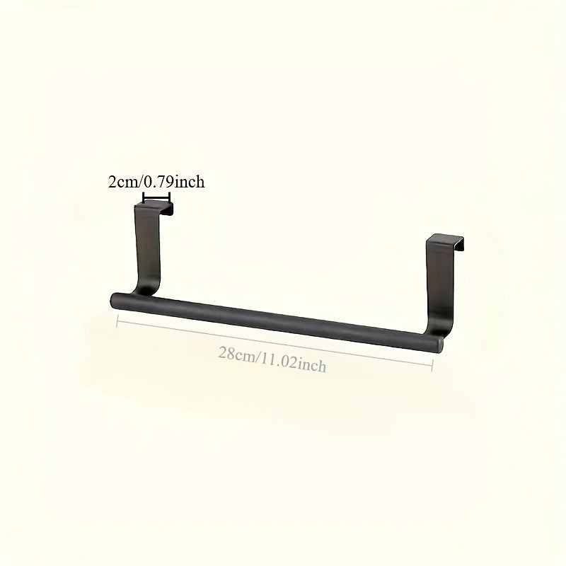 Towel Rack Set in Black Stainless Steel, Upgraded Two-Piece Option with Rear Hook and Punch-Free Design References for Kitchen and Bathroom Organization