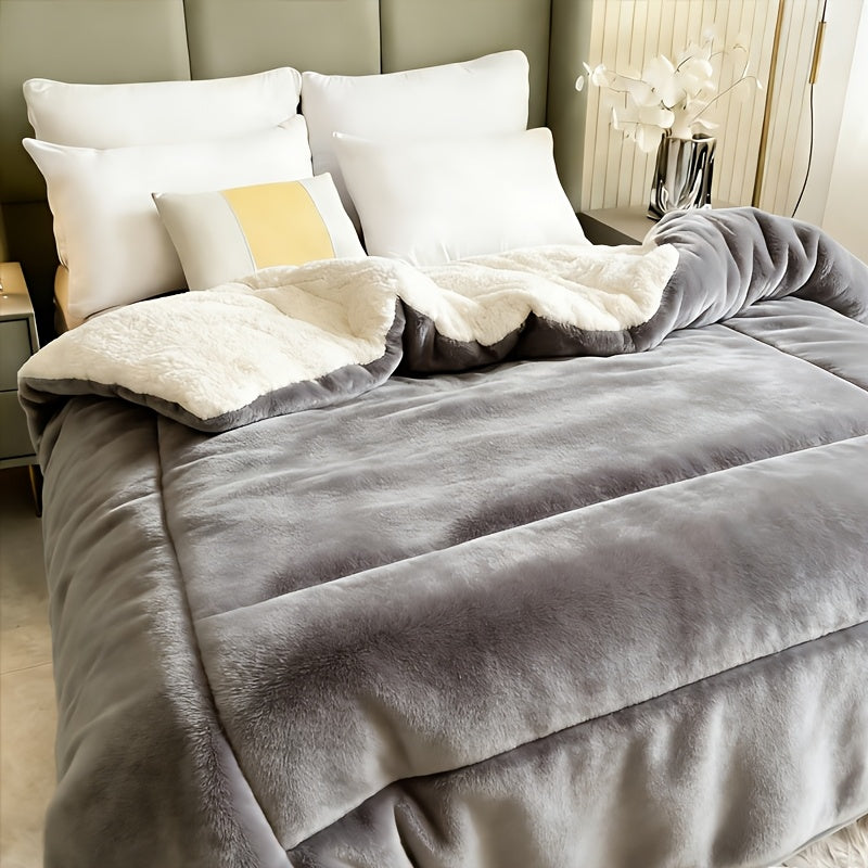 Sherpa Fleece Blanket with Listed Reversible Plush Microfiber Design, Twin XL, Full, Queen and King Options for Sofa Lounging and Cozy Bedroom Layering