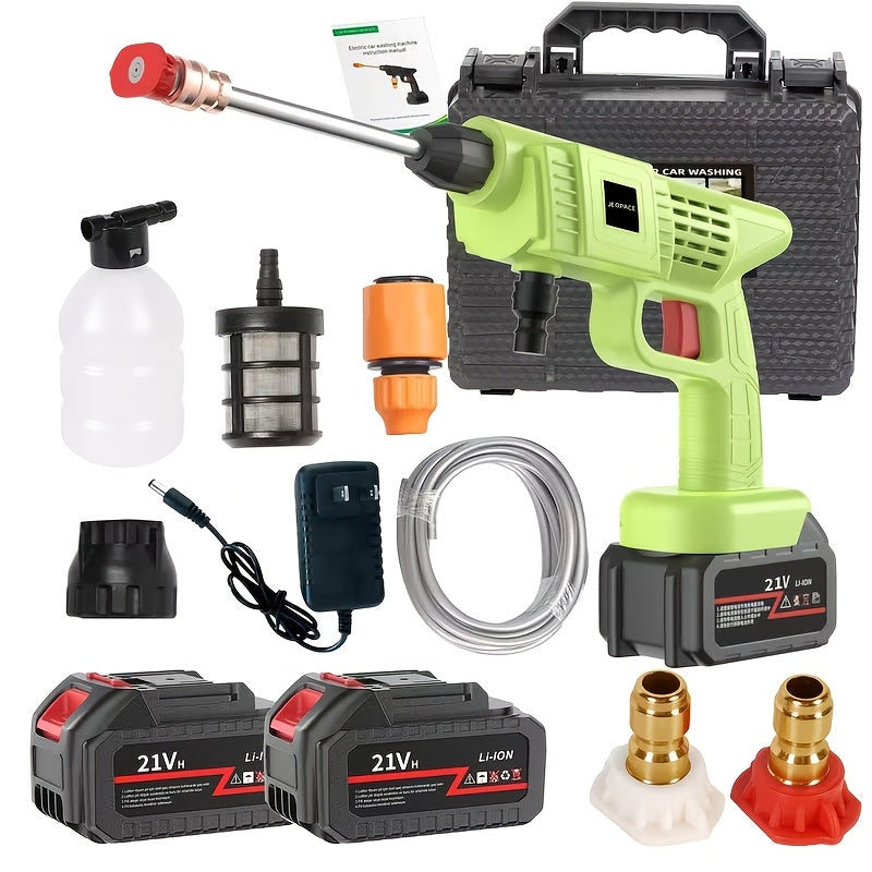 Cordless Pressure Cleaner with Single or Dual Rechargeable Battery Options, Foam Nozzle Reference and Multiple Color Labels for Car Care and Outdoor Cleanup