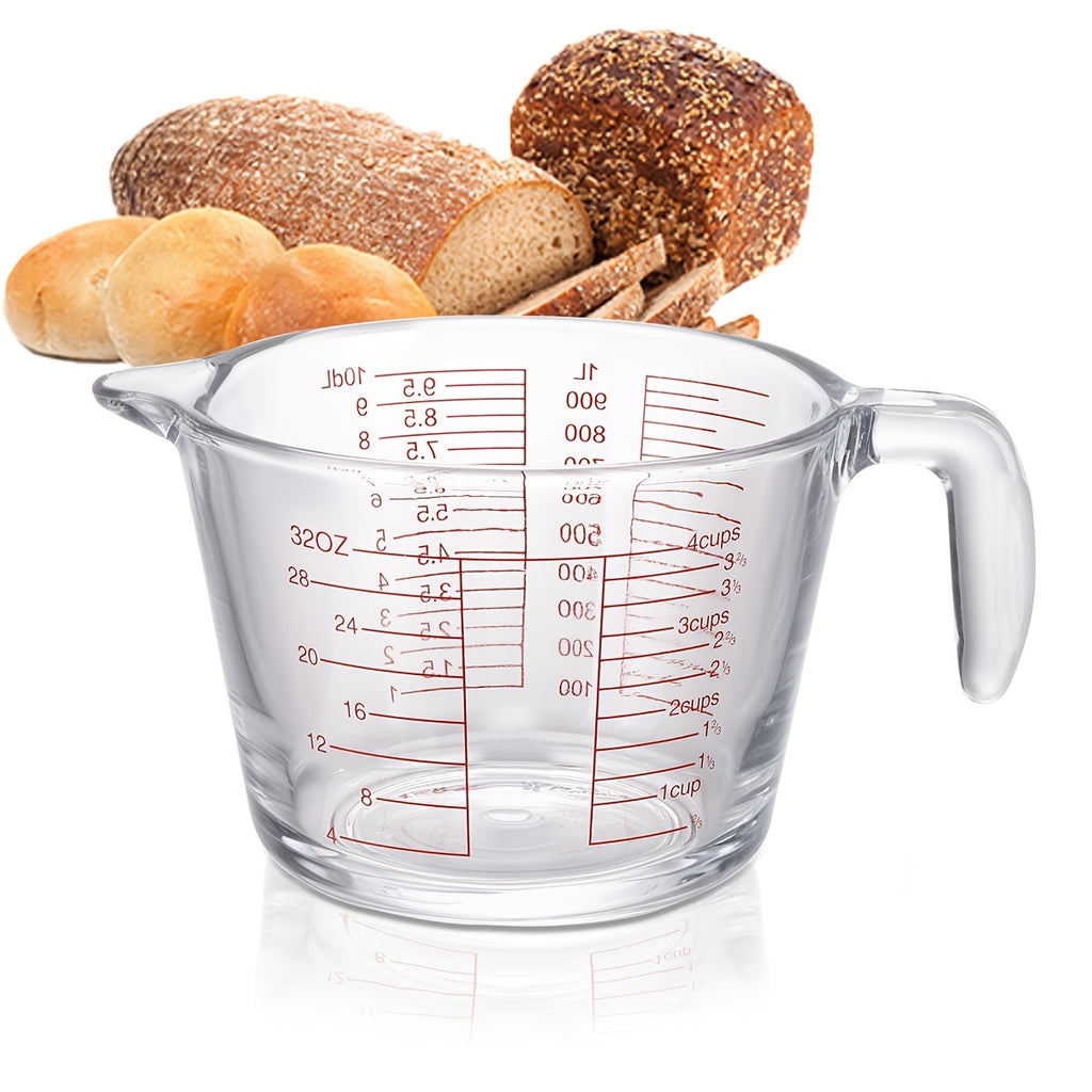 Glass Measuring Cups with Single 33.81 oz or Three-Piece 10.14, 16.91 and 33.81 oz Options for Home Baking, Cooking and Everyday Recipe Ingredient Preparation