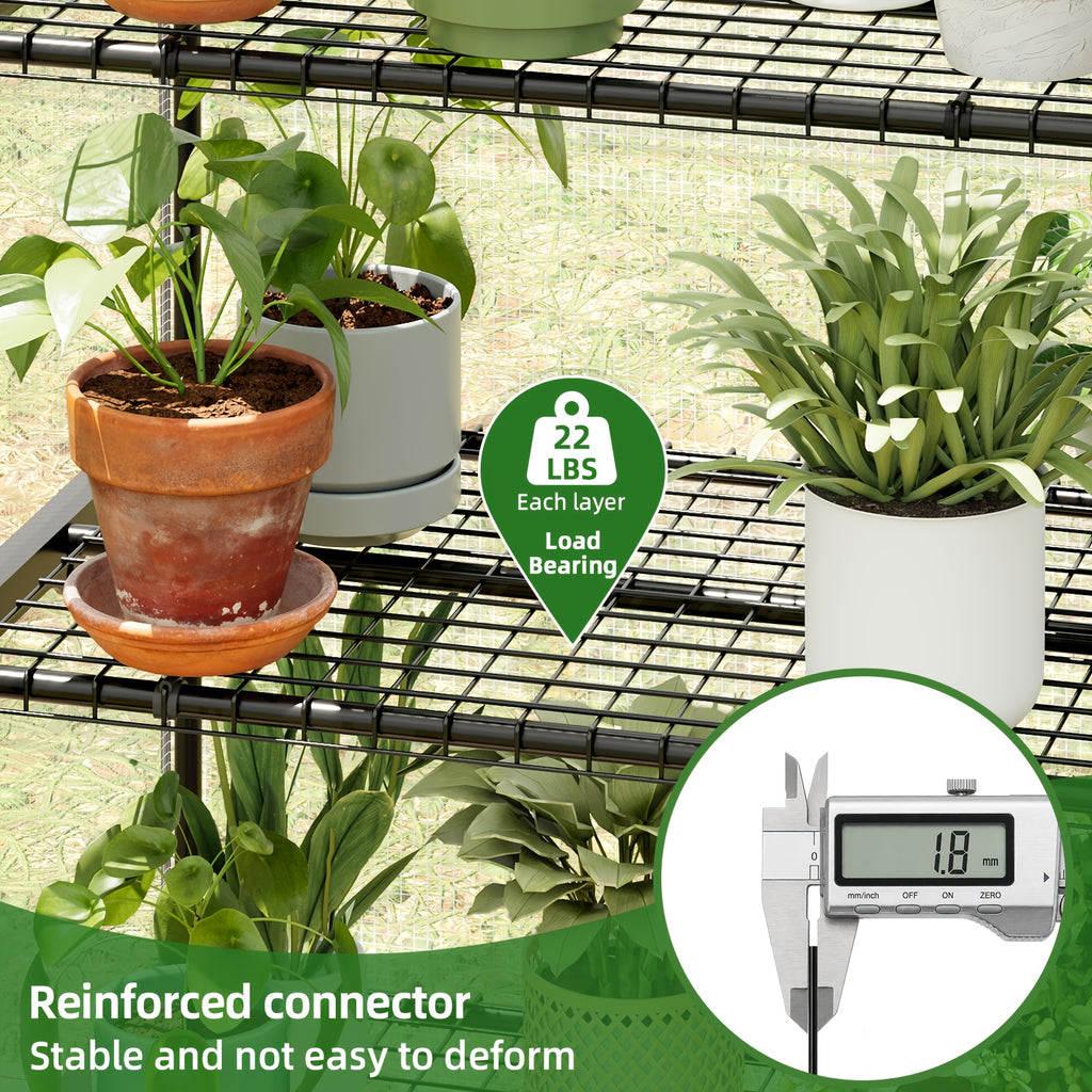Portable Mini Greenhouse by WHONLINE with Listed PE Cover and Tiered Plant Stand, White or Green Style Options for Seedling and Flower Growing at Home
