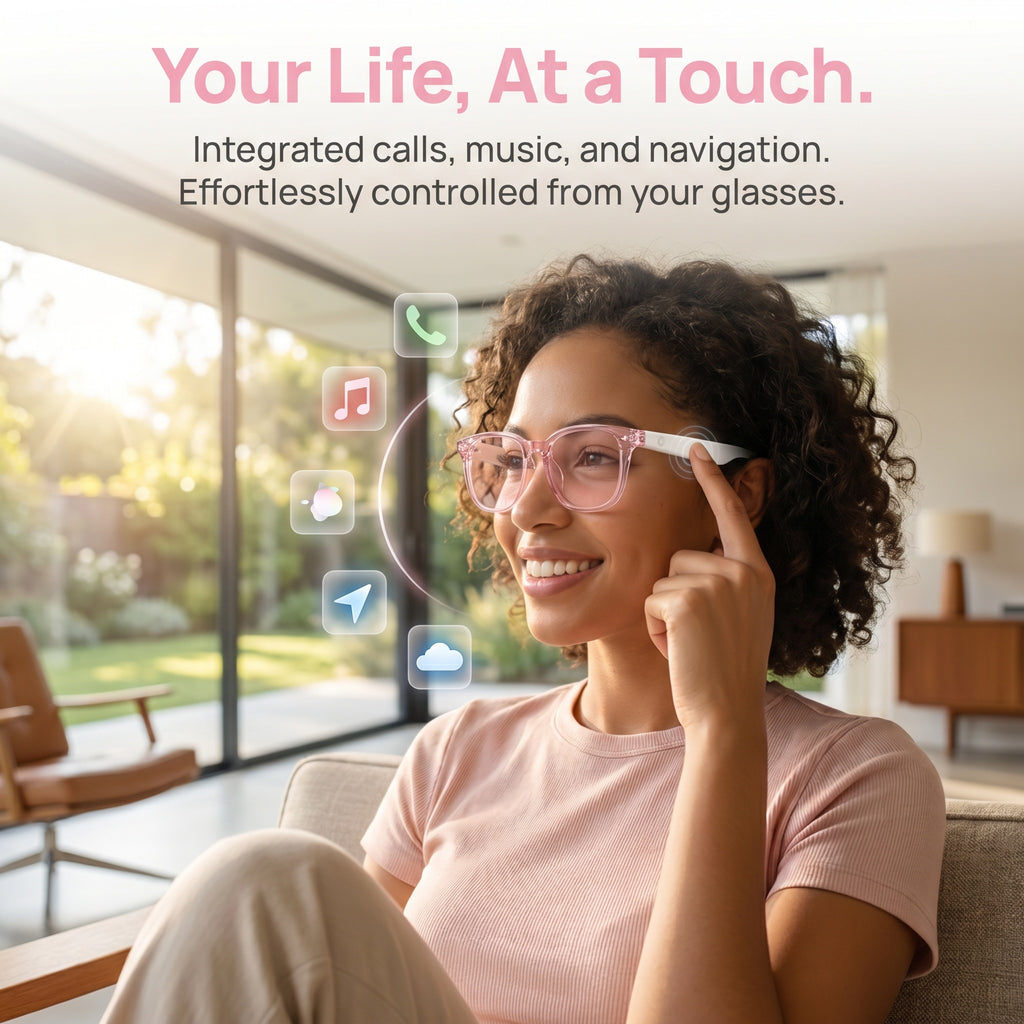 AI Translation Glasses with Phone Camera Remote Control, Wireless Audio and Calls, Voice Assistant and Color-Changing Lens Options, No Built-In Camera