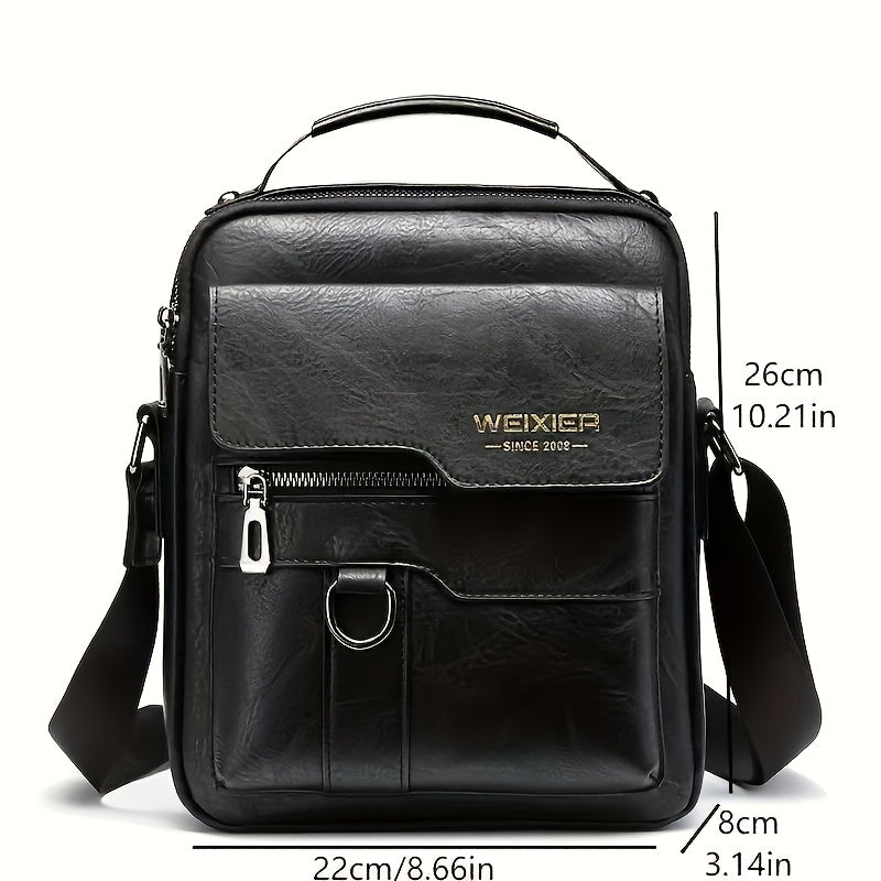 Tablet Crossbody Messenger Bag by WEIXIER with Listed 8-Inch Device Fit, Card Slots and Card Wallet, Vintage Vertical Shoulder Bag in Three Colors for Daily Commuting