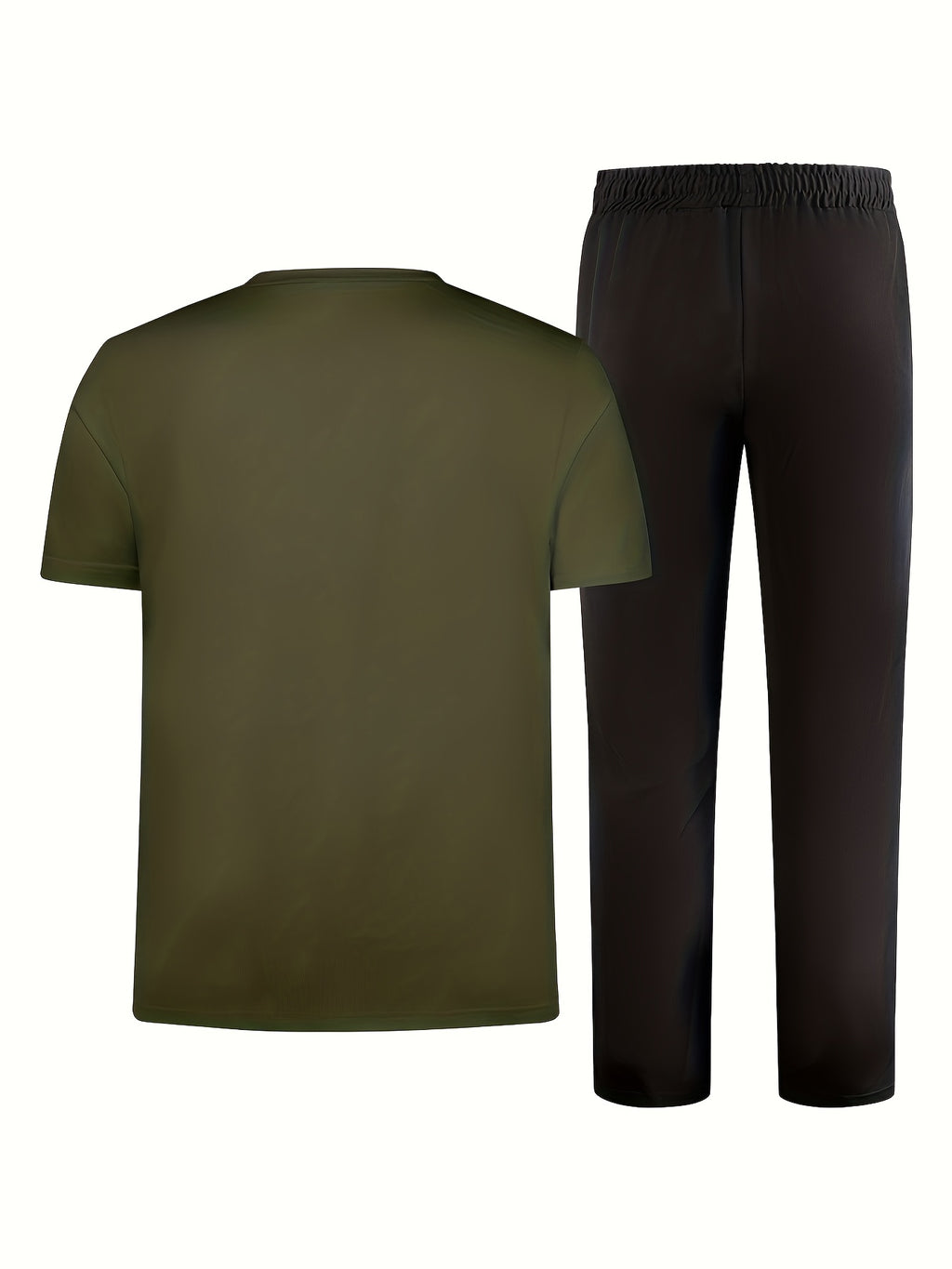 Men's Two-Piece Outfit with Printed Short Sleeve Crew Neck Top and Straight Pants, Seven Color Options and S to XXL Sizes for Casual Spring and Summer Style