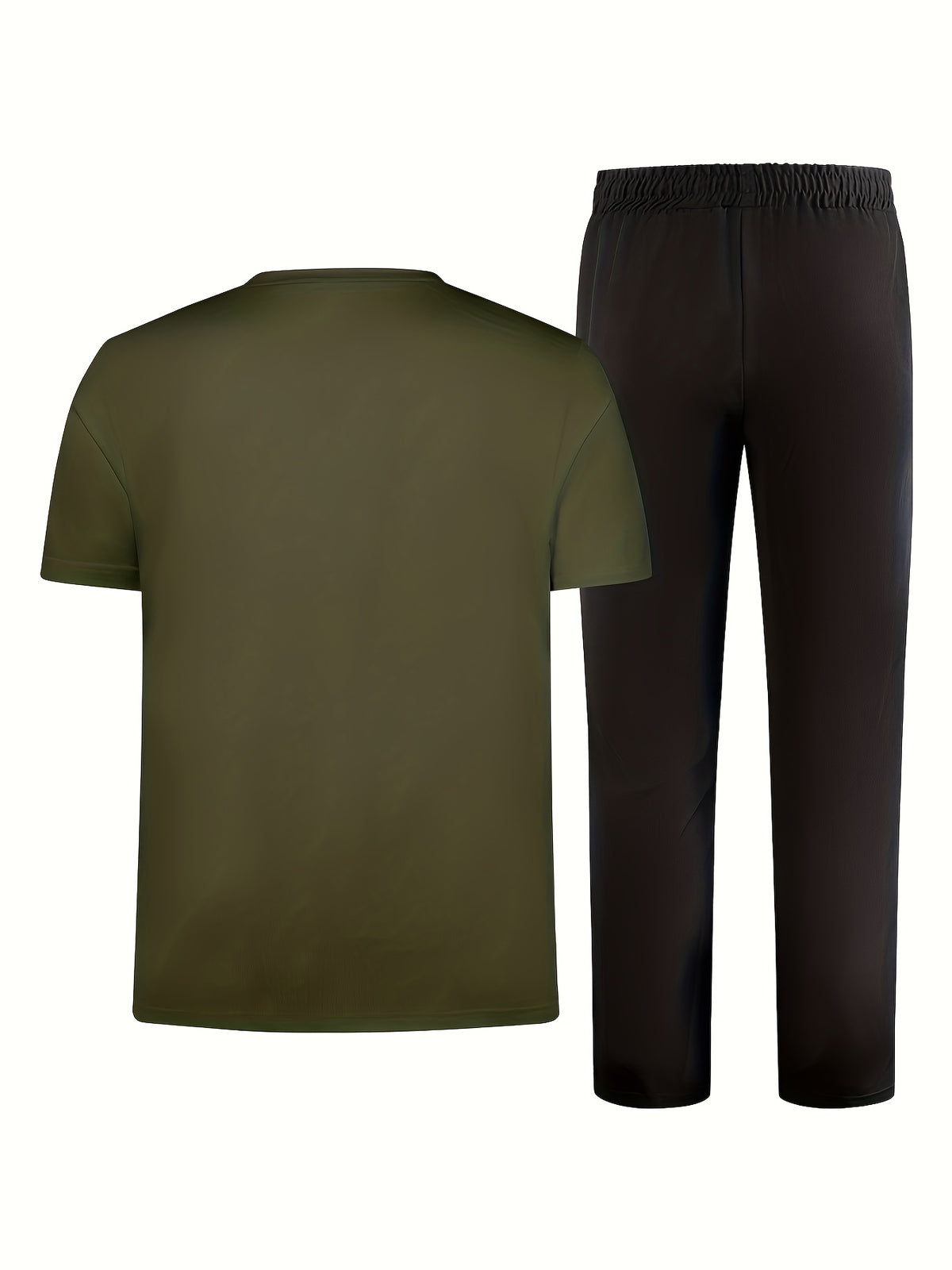 Men's Two-Piece Outfit with Printed Short Sleeve Crew Neck Top and Straight Pants, Seven Color Options and S to XXL Sizes for Casual Spring and Summer Style