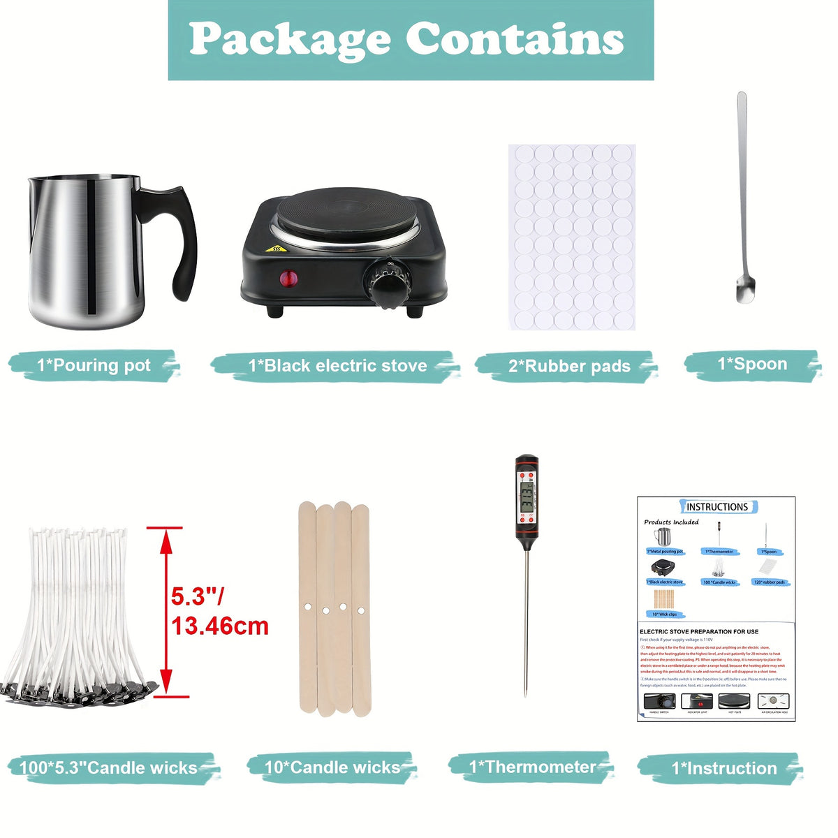 Electric Wax Melter Candle Making Kit with Thermometer, 30.43oz Pouring Pot, Spoon and Wick for Adult Beginners & Homemade Candle Crafts
