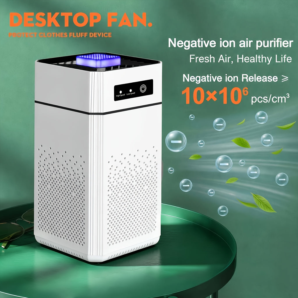 Portable USB Air Purifier in White with Listed H13 True HEPA and Activated Carbon Filters, Small-Space Air Cleaner for Bedroom and Home Office Placement