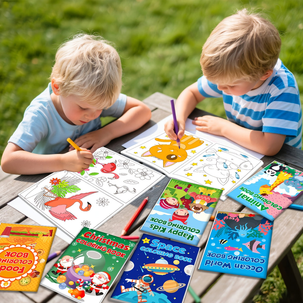 Mini Coloring Books for Kids, 48-Pack Bulk Party Favors with Summer, Christmas and Car Themes for Birthday Goodie Bags and Classroom Coloring Activities