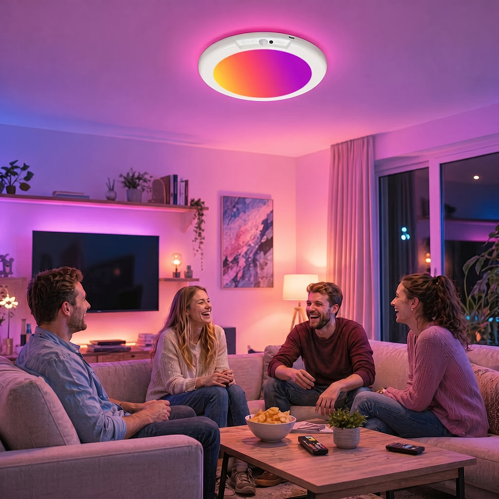 Magnetic Motion Sensor Ceiling Light, Rechargeable LED Lamp with Remote Control, Color-Changing and White Lighting for Closets and Indoor Home Decor