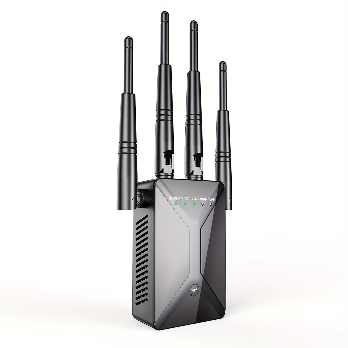 Black Dual-Band WiFi Extender with Ethernet Port, 2.4GHz and 5GHz Wireless Signal Booster and Repeater for Compatible Home Internet Networks