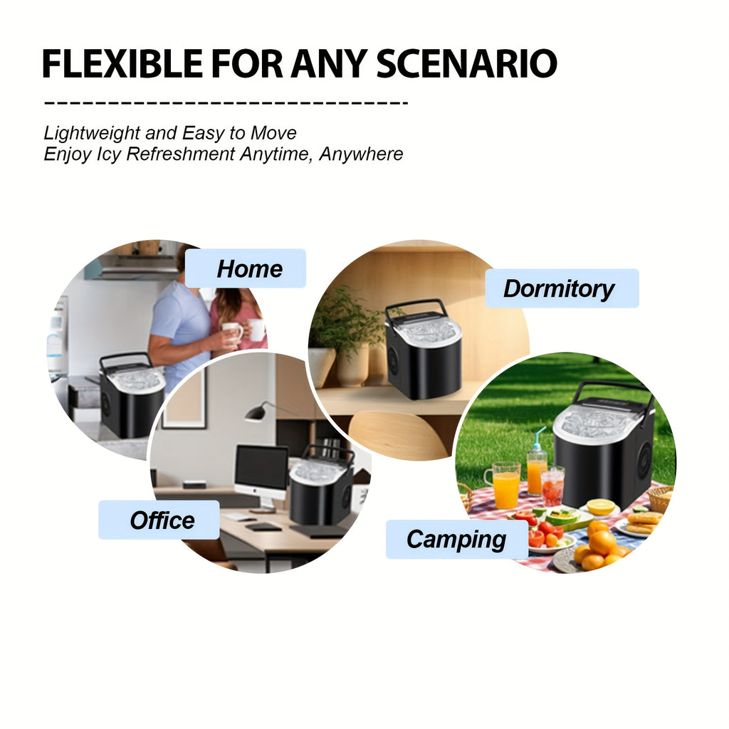 [Portable Ice Maker] Countertop Ice Maker With Handle, Produces 29 Pounds Of Ice In 24 Hours, Makes 9 Ice Cubes In 6 Minutes. Portable Ice Maker Comes With A Basket And Ice Scoop