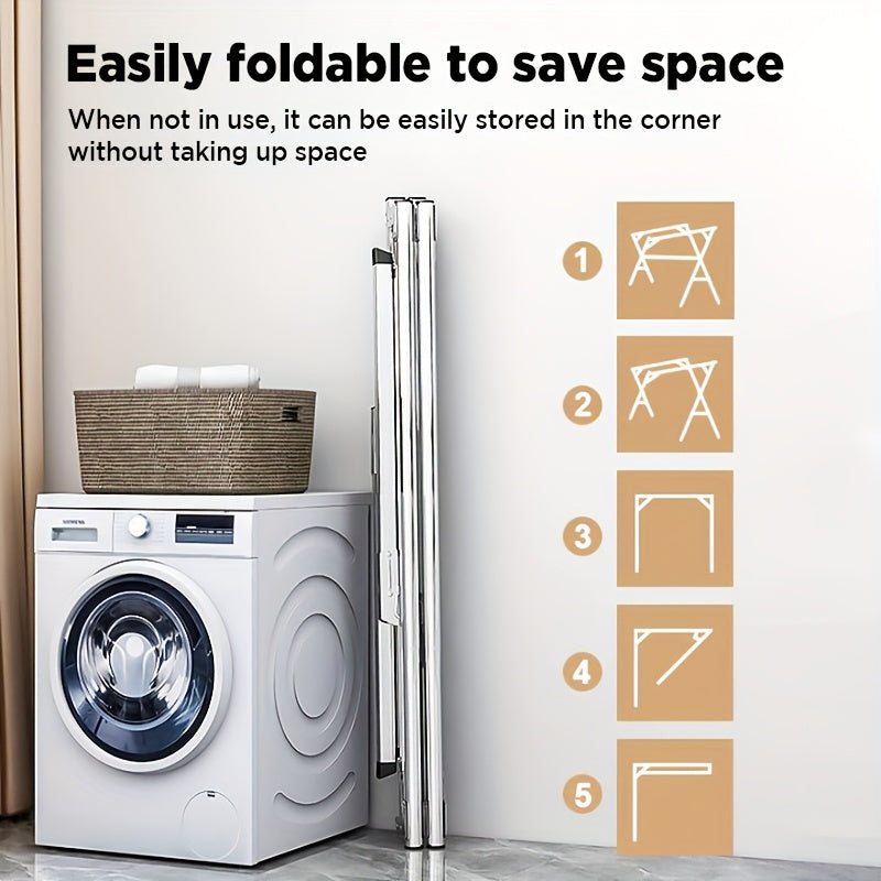 Retractable Clothes Drying Rack with Stainless Steel Construction and Folding Design, 42.52–62.99 or 48.43–78.74 Inch Length Options for Laundry Air Drying