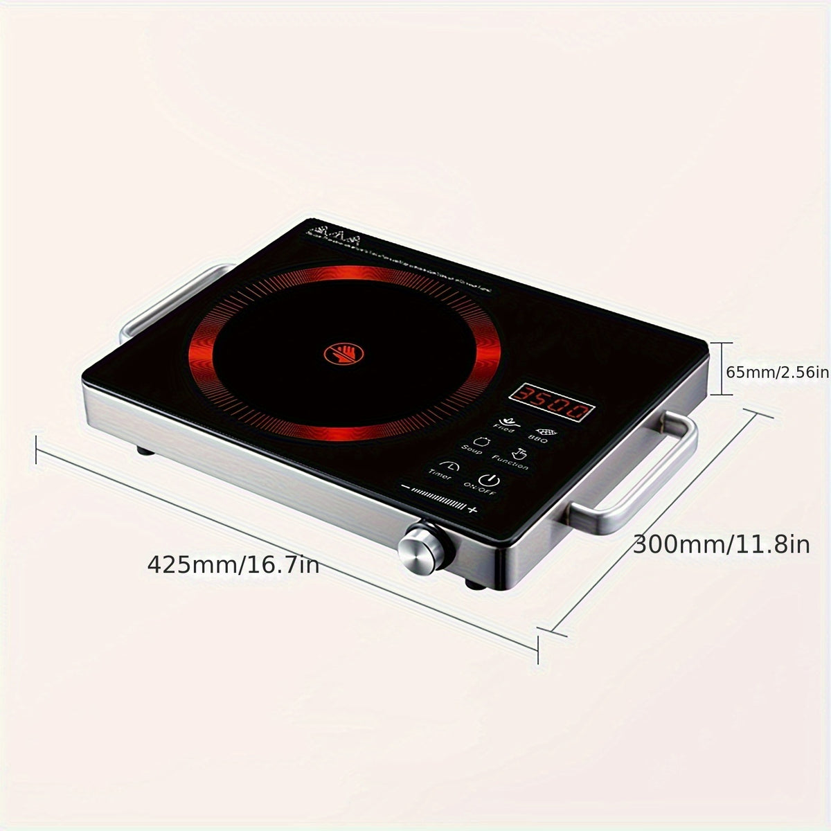 Induction Cooktop 2200W, Portable Electric Cooker with Touch and Knob Control, 3-Hour Timer and 4-Digit Display, Ceramic Single Burner Stove for Home Kitchen and Dorm, 110V US Plug