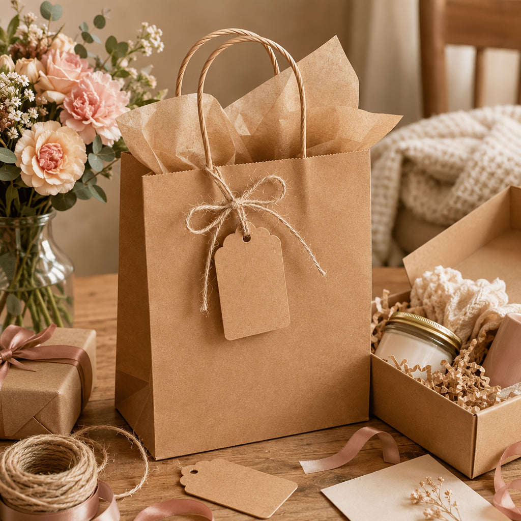 Kraft Paper Gift Bags with Twisted Handles, 100-Pack Bulk Packaging in Small, Medium and Large Size Options for Wedding Favors, Holiday Gifts and Retail