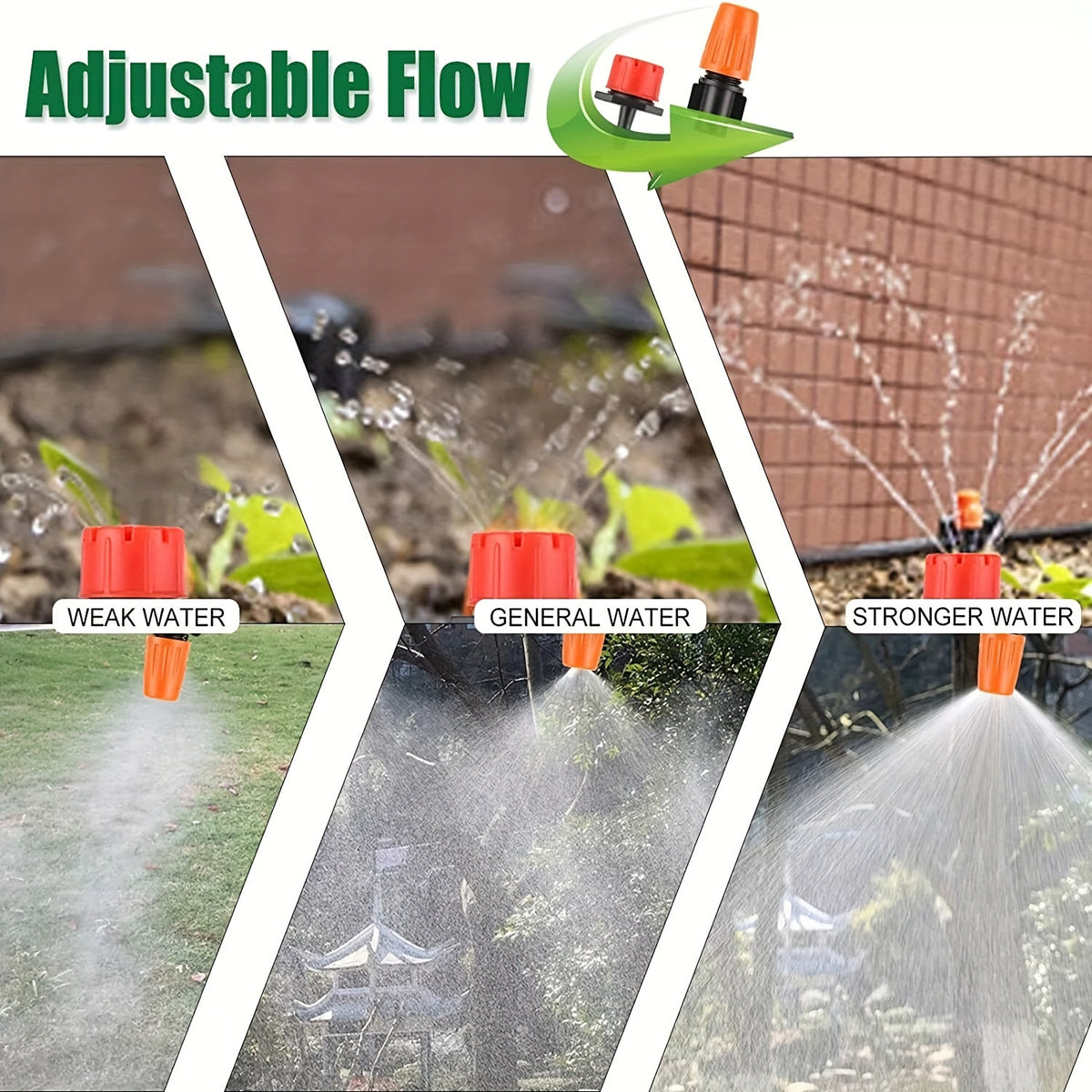 Drip Irrigation Kit with Adjustable Drippers and Spray Nozzle References, Flexible Vinyl Hose in 65ft and 100ft Options for Garden Beds and Patio Plants