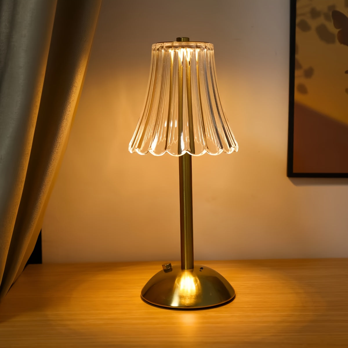 Touch Control Crystal Table Lamp with Three Light Tones, Dimmable LED Lighting, Wrought Iron Base and USB Rechargeable Battery, Single or Two-Lamp Options