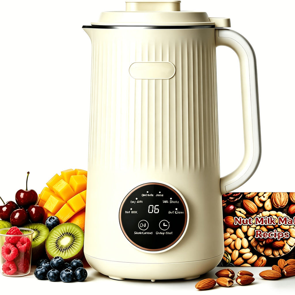 Plant-Based Milk Maker 35 oz with Listed Eight-Blade Design, Off-White Nut and Soy Beverage Machine with Delay Start, Keep Warm and Self-Cleaning Functions