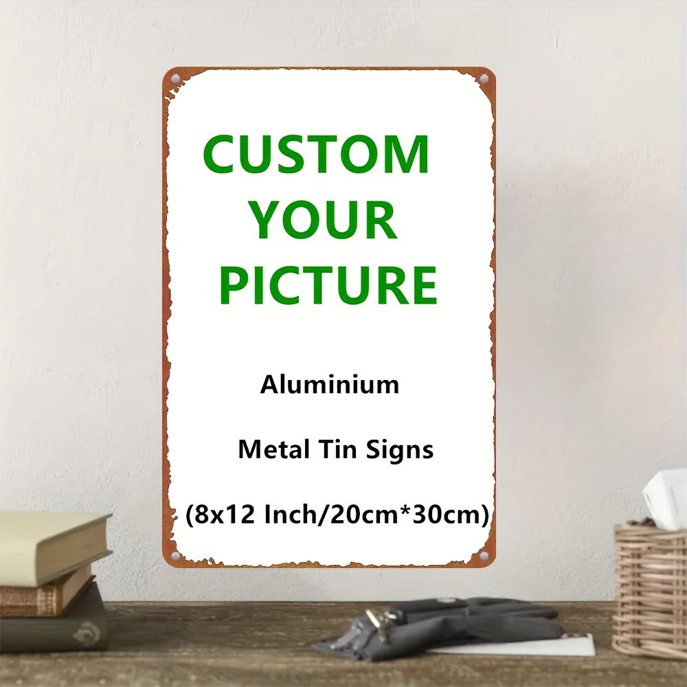 Custom Metal Wall Sign, 12 x 8 Inch Horizontal Tin Plaque with Personalized Text or Pattern Reference for Vintage Home, Garden, Bar and Restaurant Decor