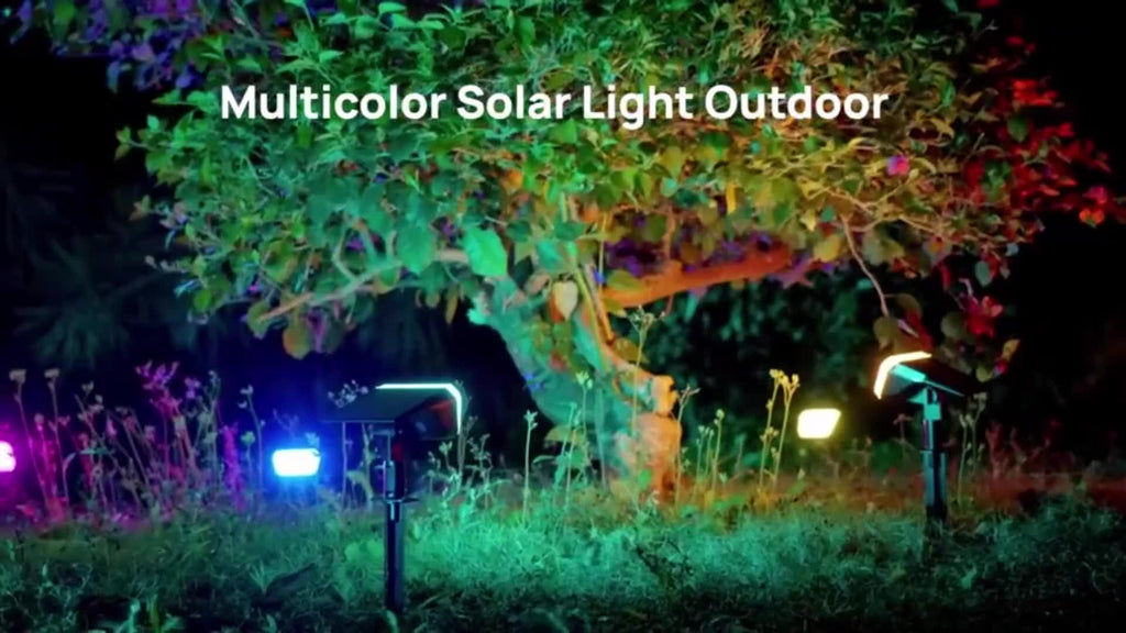 SYVIO Color-Changing Solar Landscape Spotlights with Listed 100 LEDs and Ten Modes, Multicolor Two- to Twelve-Piece Package Labels for Garden Accent Lighting