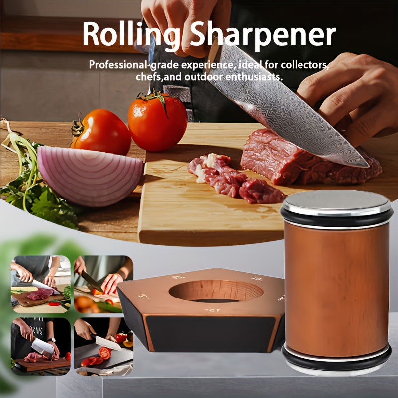 Diamond Rolling Knife Sharpener Set with Two-Angle, Five-Angle or Five-Sided Style Options for Compatible Kitchen and Outdoor Knife Edge Care and Home Cook Gifts