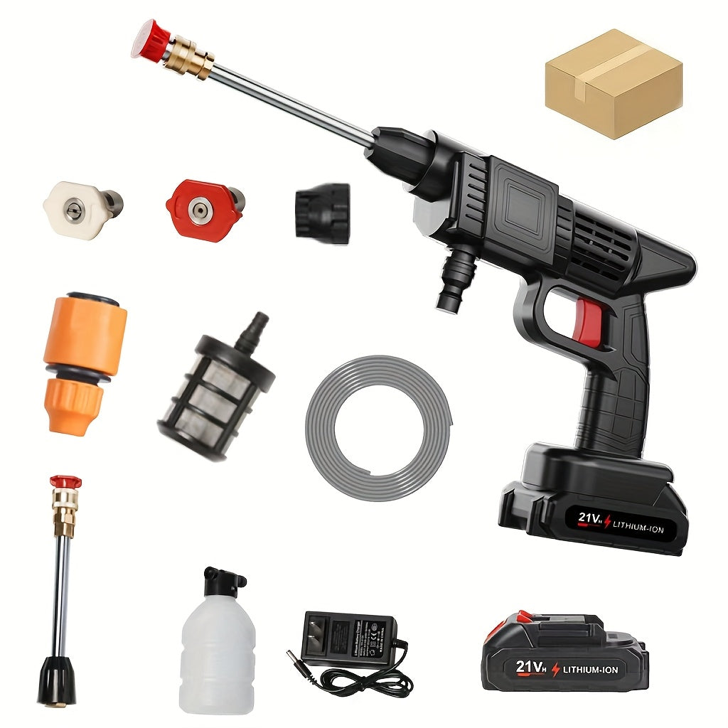 Cordless Pressure Cleaner with Single or Dual Rechargeable Battery Options, Foam Nozzle Reference and Multiple Color Labels for Car Care and Outdoor Cleanup
