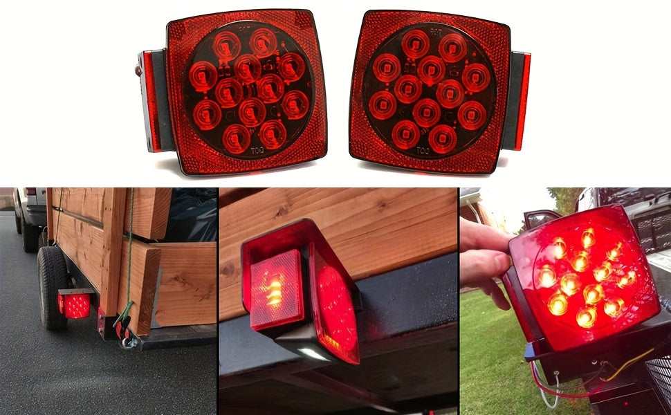 12V LED Trailer Lights with Square Stop, Tail and Turn Signal Lighting References, Light Pack Selections and Optional 29FT Trailer Wiring Kits