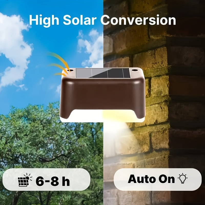 Solar Deck Accent Lights with Automatic Dusk-to-Dawn Switching, 16 or 32 Piece LED Packs in Black, White or Brown for Outdoor Steps, Fences and Patios