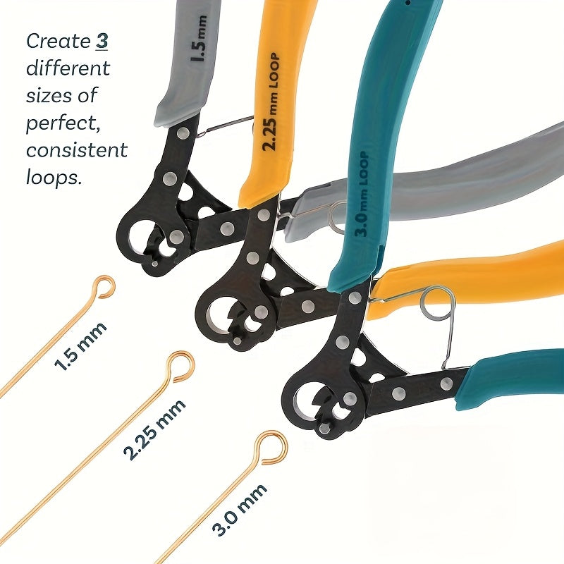 Multi-Size Ring Pliers for Jewelry Making, Single Dark Green Craft Tool with Listed 1.5mm, 2.25mm and 3.0mm Sizes for Compatible Copper Wire and DIY Projects