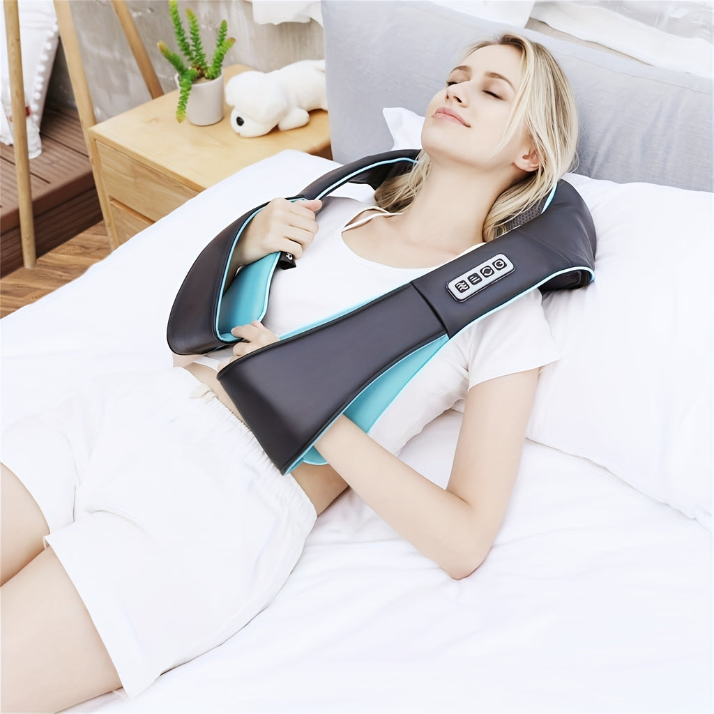 Black Shiatsu Neck and Shoulder Massager with Heat and Deep Kneading Massage for Neck, Back and Waist, Personal Relaxation Gift for Adults