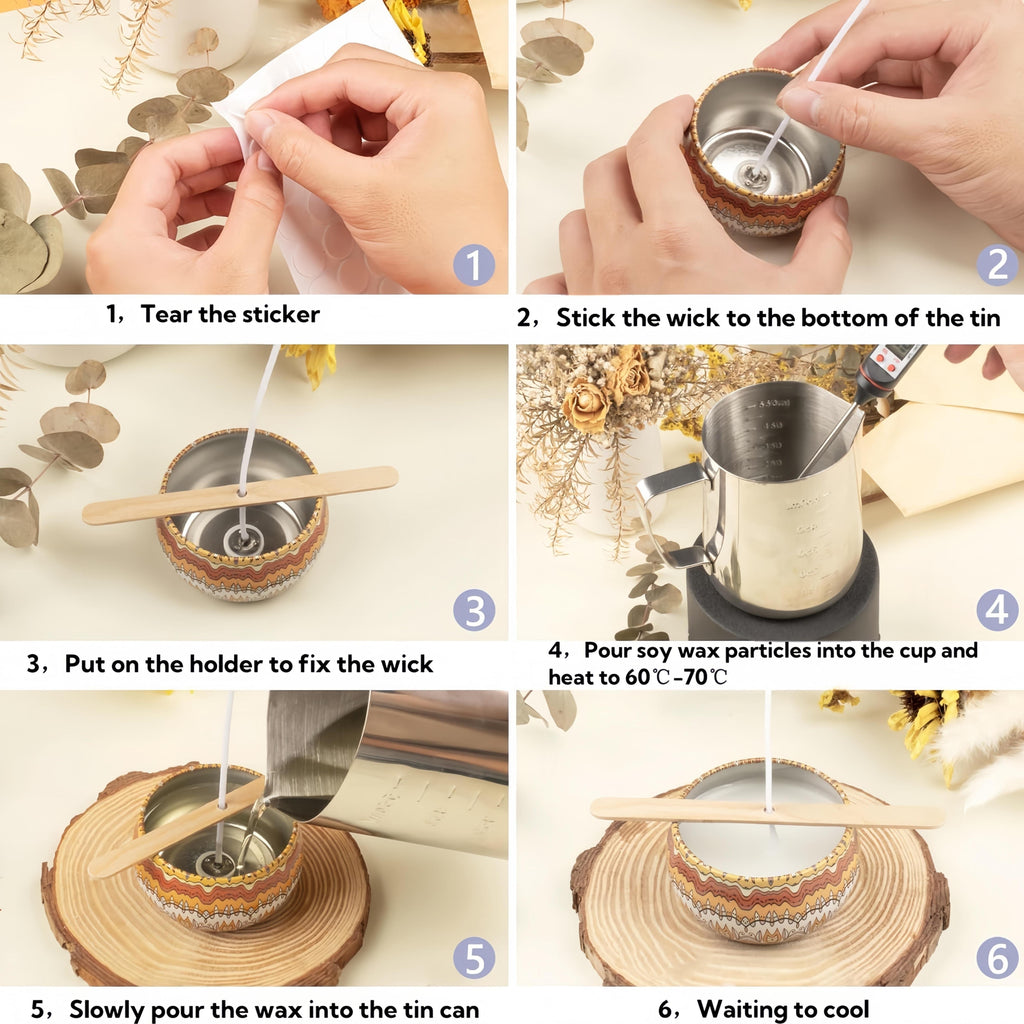 Soy Wax Candle Making Supply Kit with 0.25LB, 1LB and 2LB Pot/String Option Labels, Listed Wicks and Wick Accessories for Adult DIY Candles and Handmade Holiday Gifts