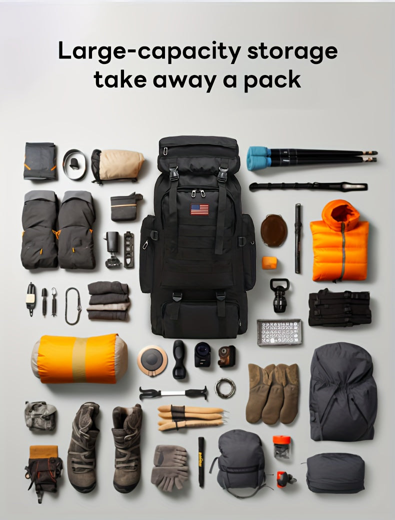 MOLLE Tactical Hiking Backpack with Multiple Compartments, Listed Two-Piece Set for Outdoor Gear Organization, Camping, Trekking and Adventure Travel
